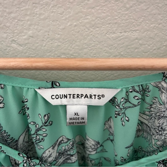 Counterparts Green Boho Floral Blouse Top XL - Picture 2 of 8